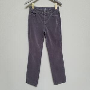 St Johns Bay Corduroy Pants Women Size 8 Gray Straight Leg Casual Fall Winter